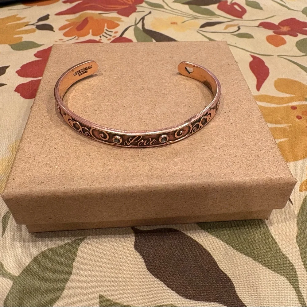Alex and Ani Copper Swarovski Crystal Love Cuff Bracelet